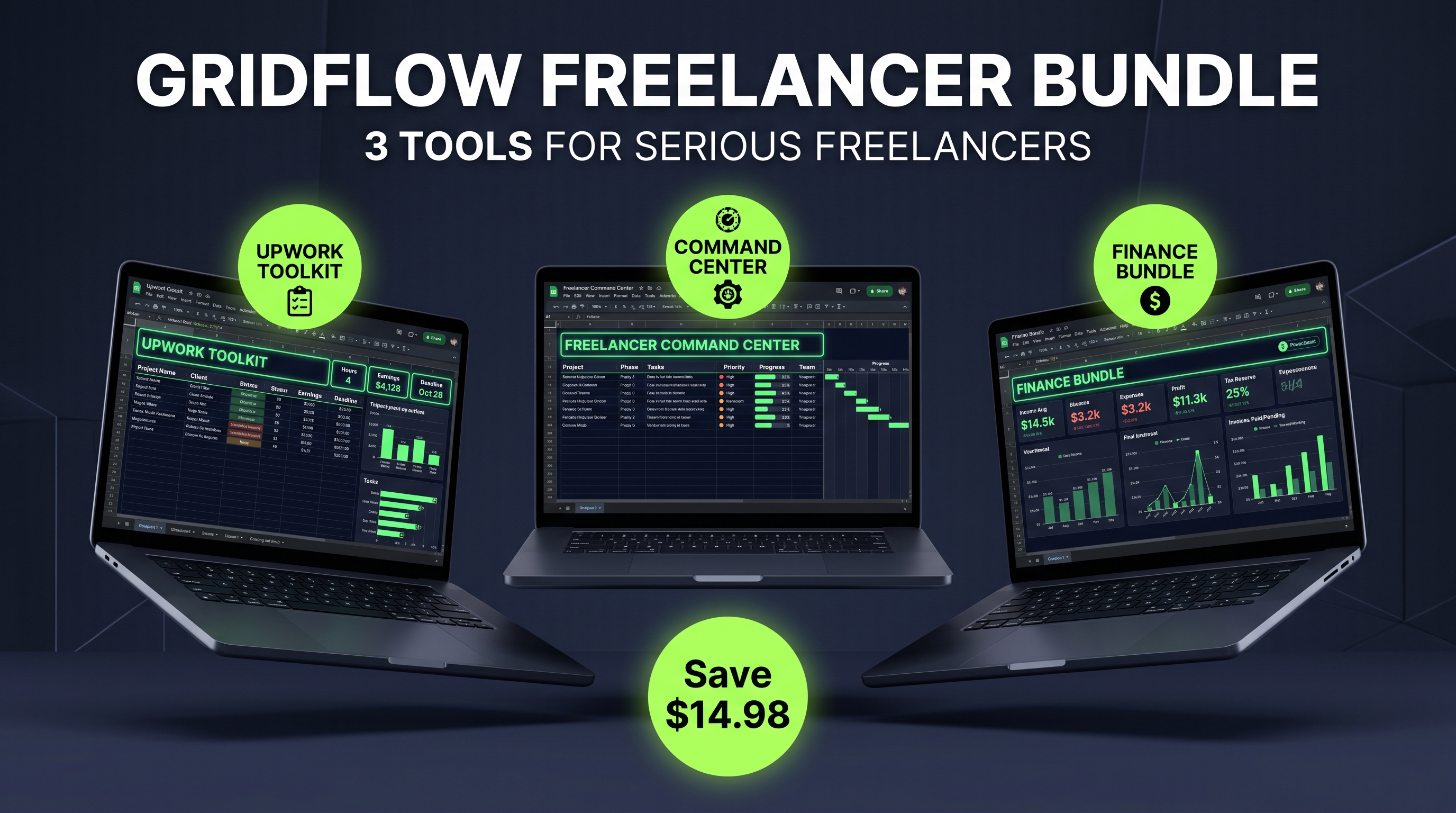GridFlow Freelancer Bundle — Upwork Toolkit + Command Center + Finance System