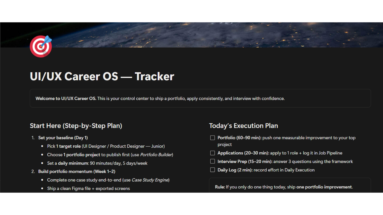 UI/UX Designer Pro Tracker (Notion Dashboard)