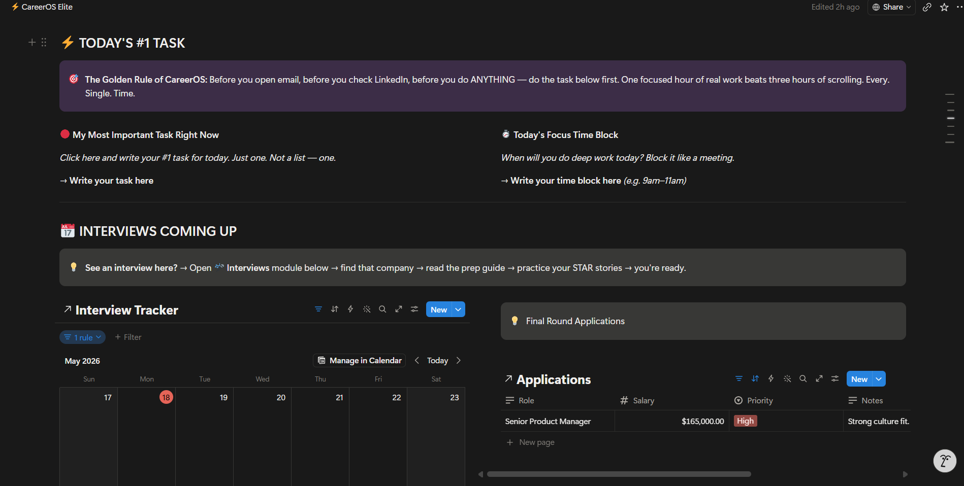 CareerOS Elite — Complete Notion Job Search System