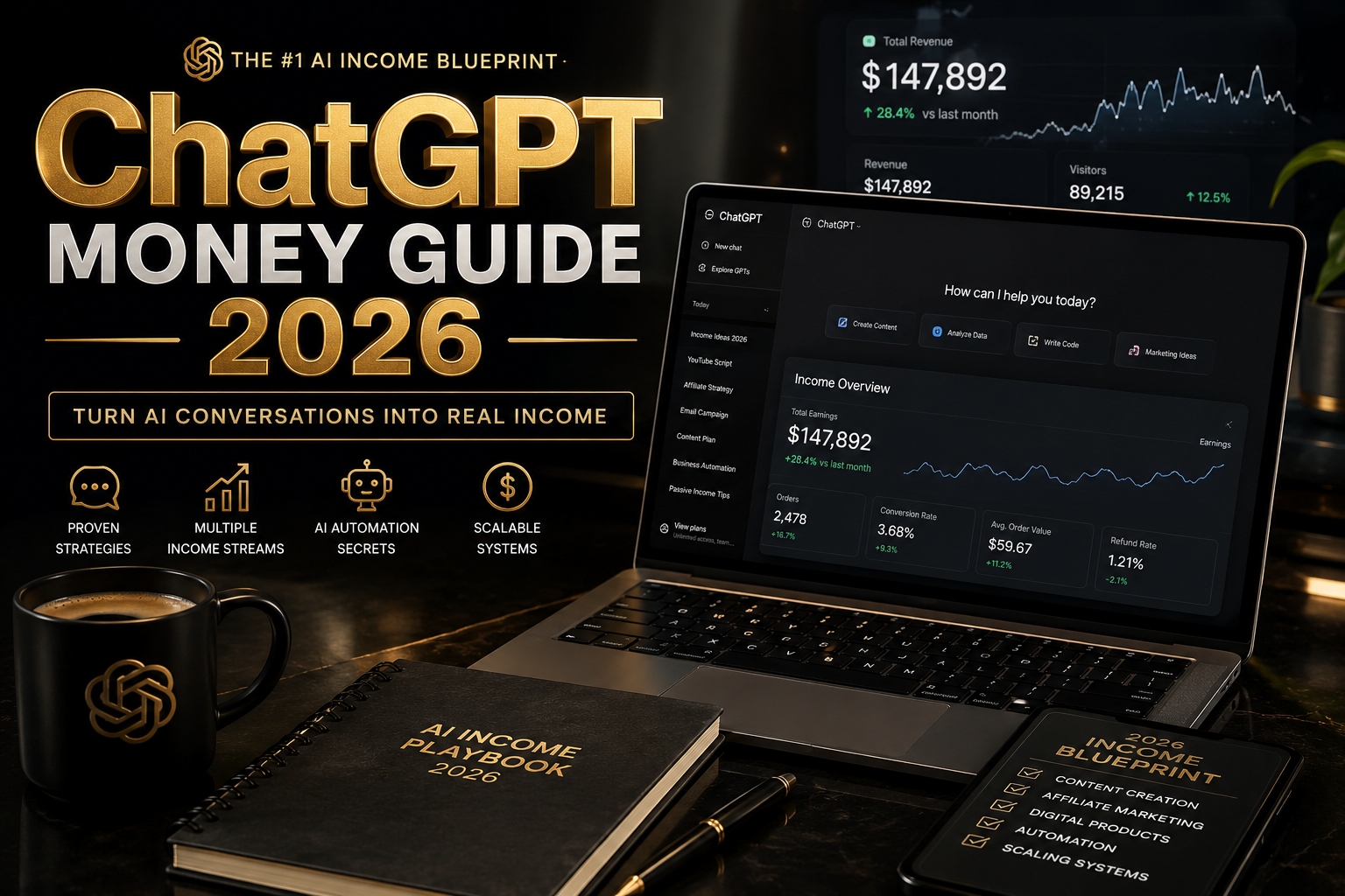 ChatGPT Money Guide 2026 — 7 Ways to Earn $500–$2,000/Month