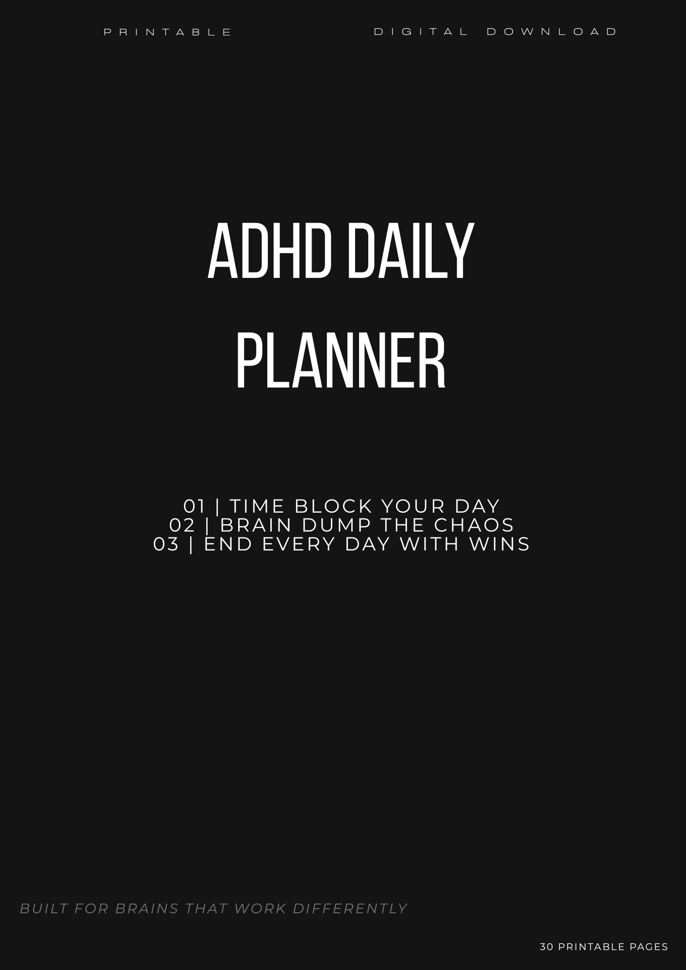 ADHD Daily Planner — 30-Day Printable PDF