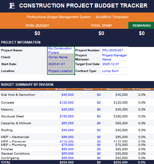 Construction SpreadSheet Bundle