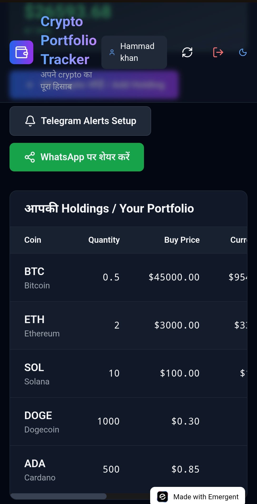 Crypto live tracker 
