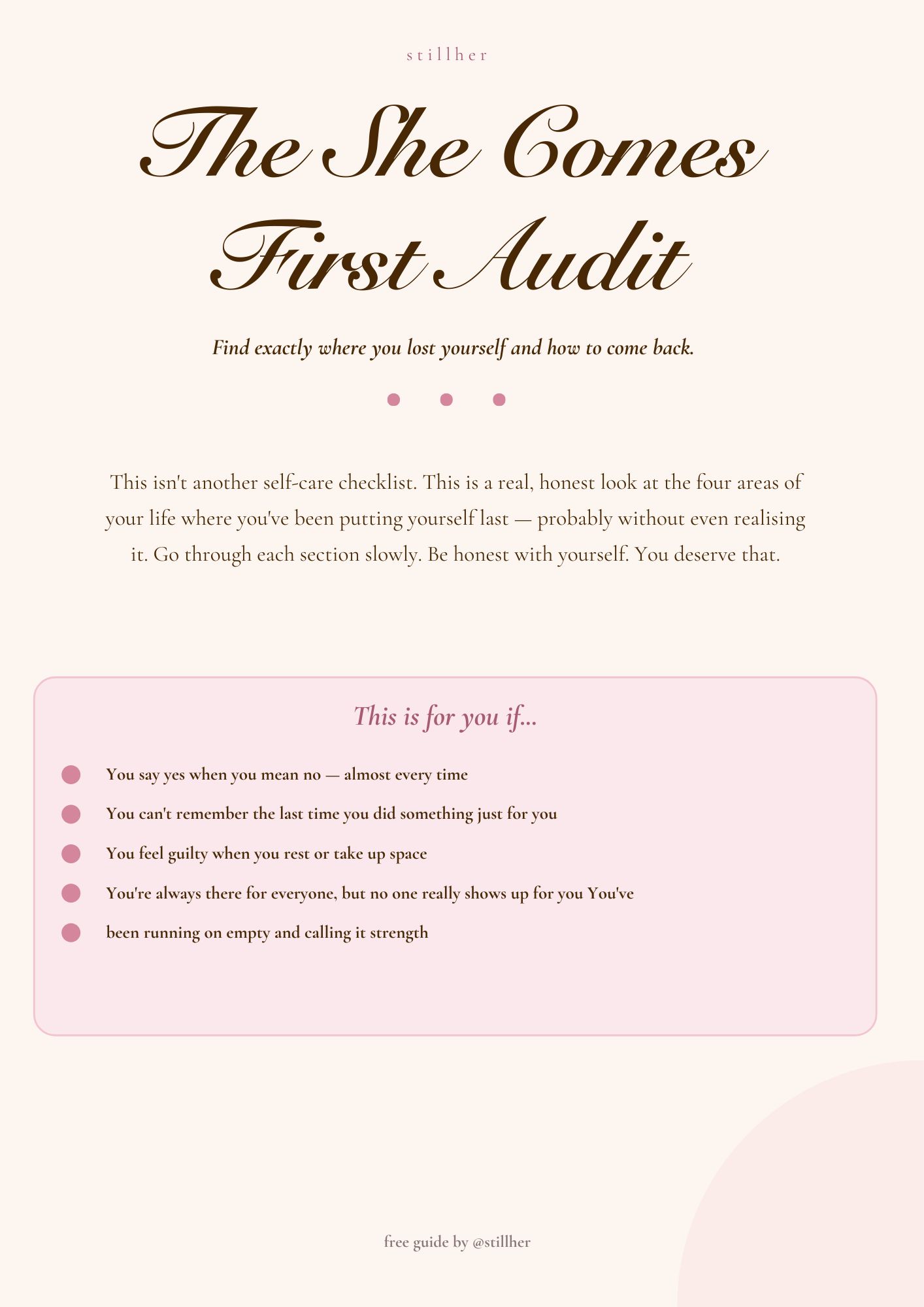 The She Comes First Audit