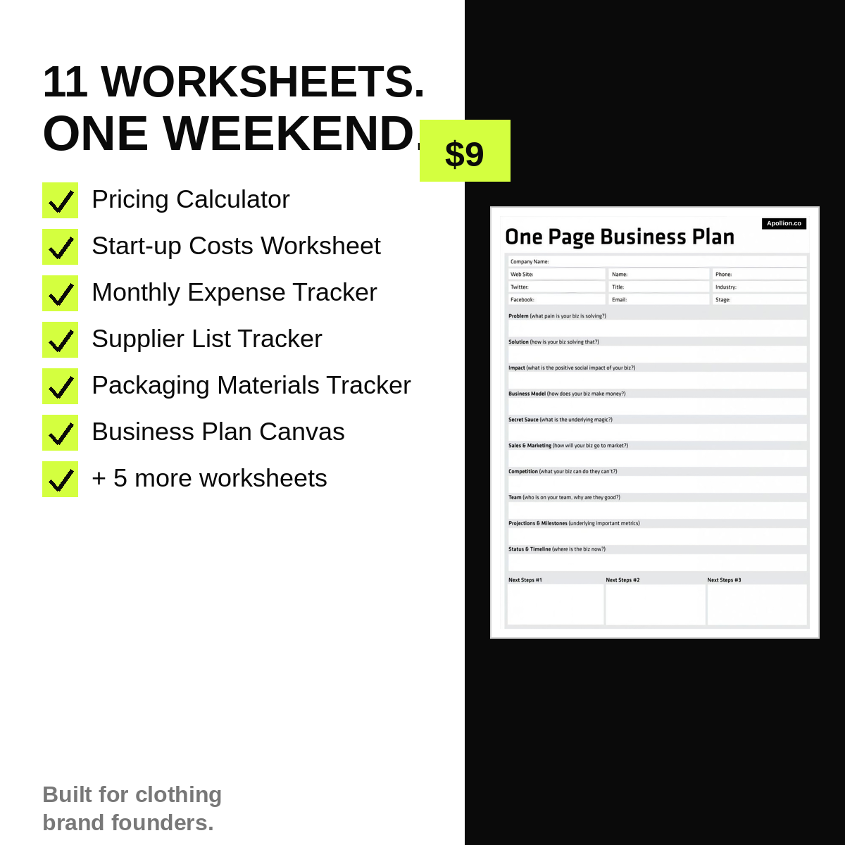 Clothing Brand Business Plan Toolkit – 11 Worksheets