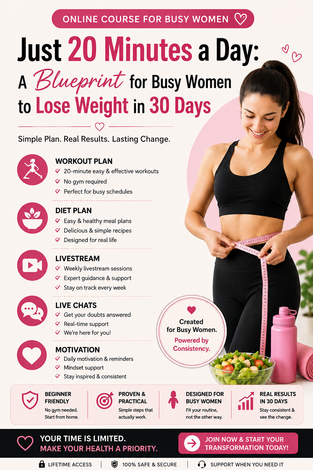 Just 20 Minute a Day: A Blueprint for Busy Women to Loss Weight in 30 Days. 