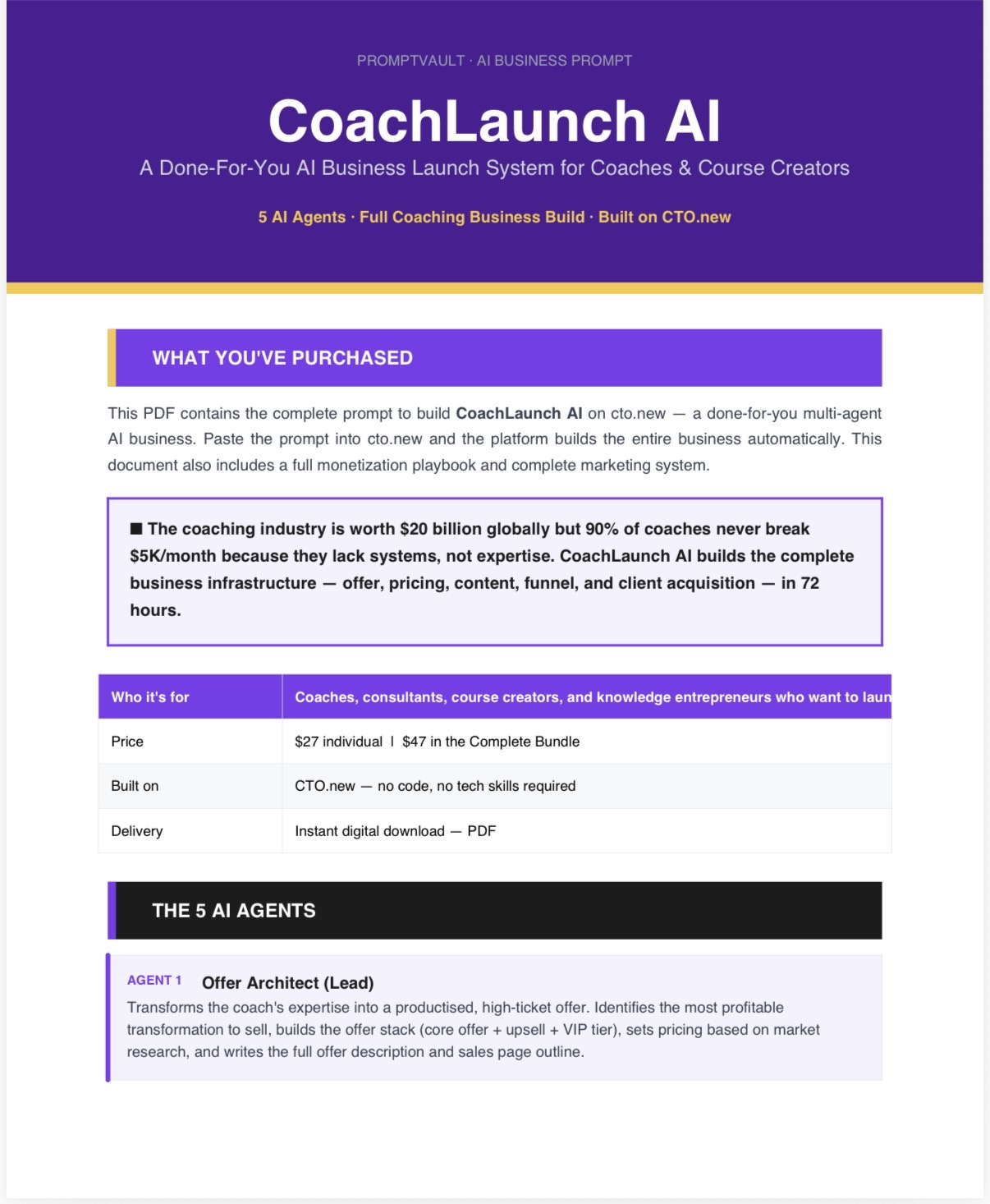 CoachLaunch AI — Complete Coaching Business Builder System Built on CTO.new