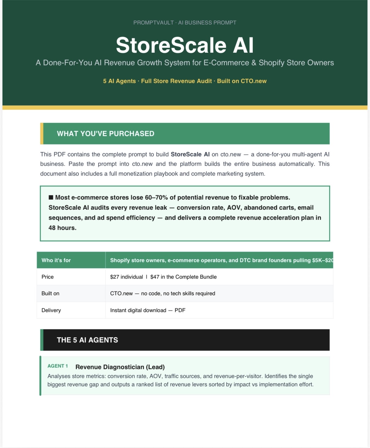 StoreScale AI — Complete E-Commerce Revenue Growth System Built on CTO.new