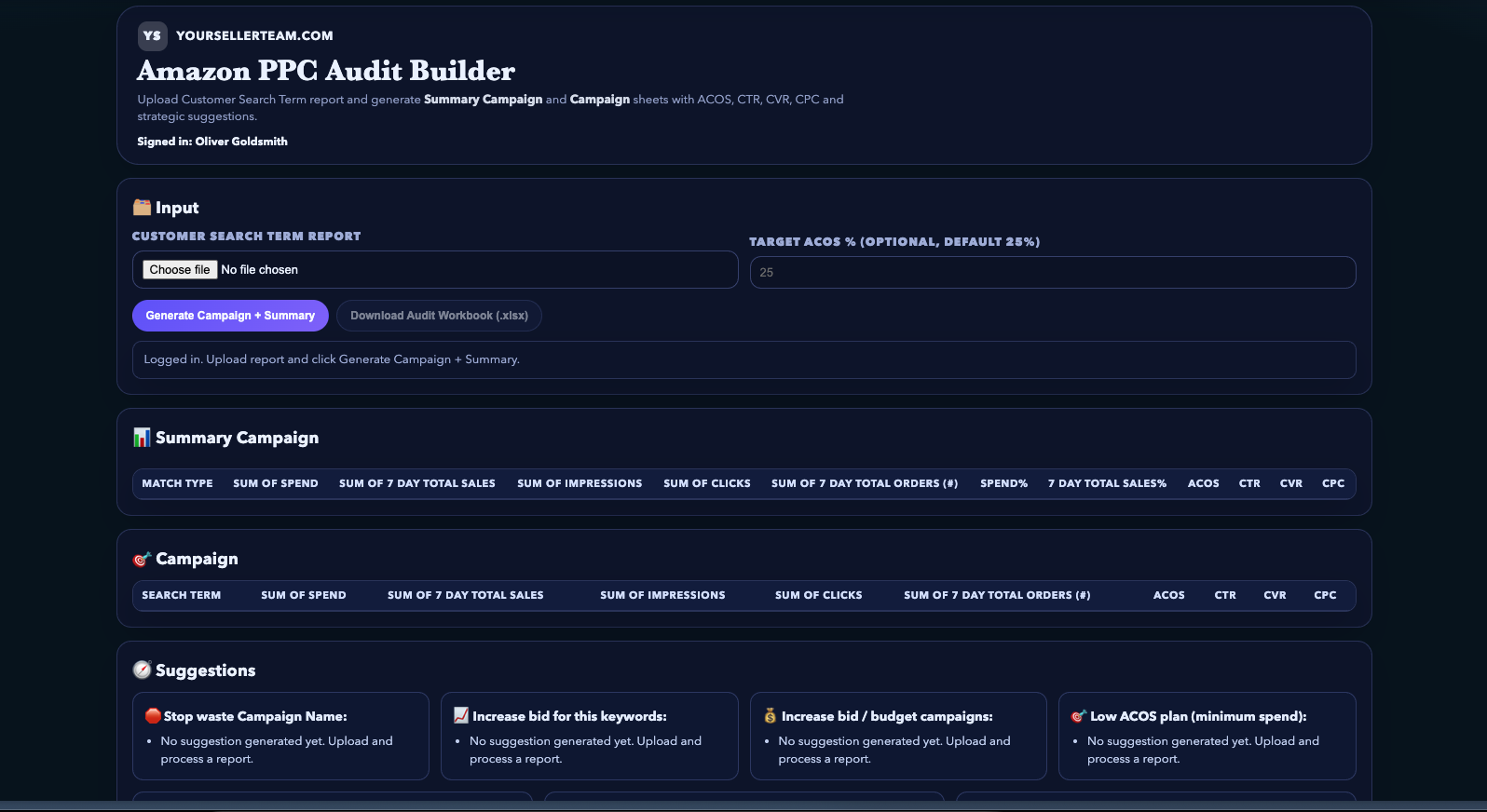 Seller Central Data Dashboard