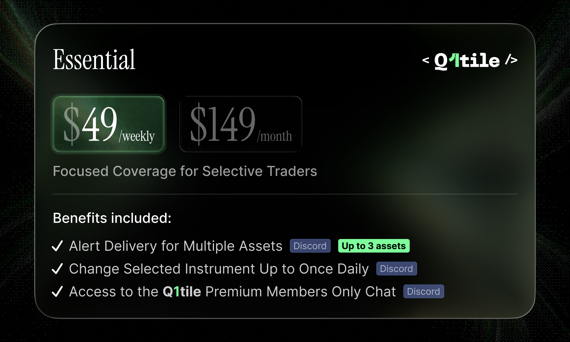 Q1 Essential (3 Assets - 1 Week)