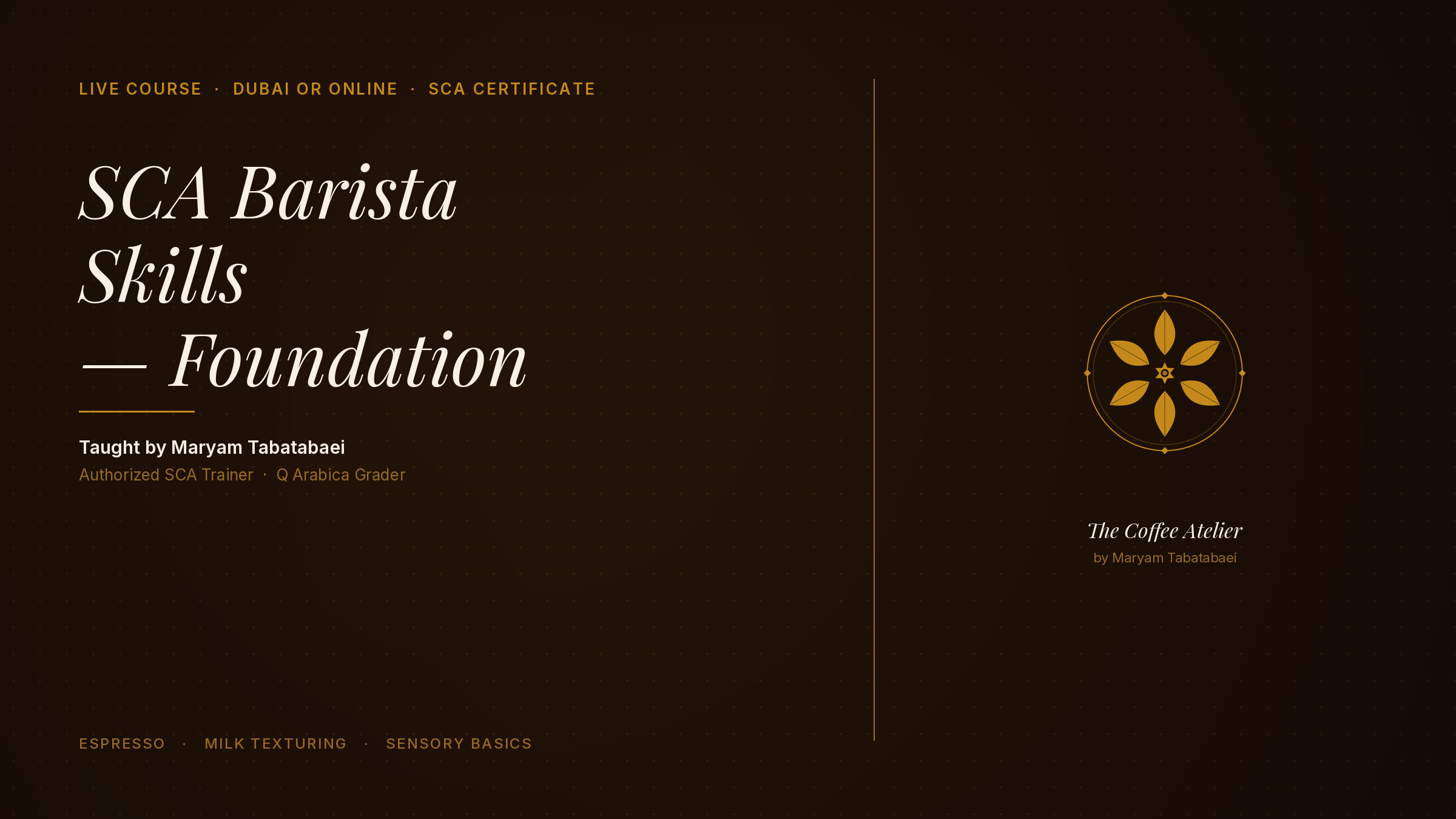 SCA Barista Skills — Foundation