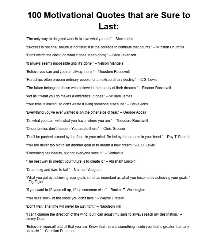 100 motivational quotes