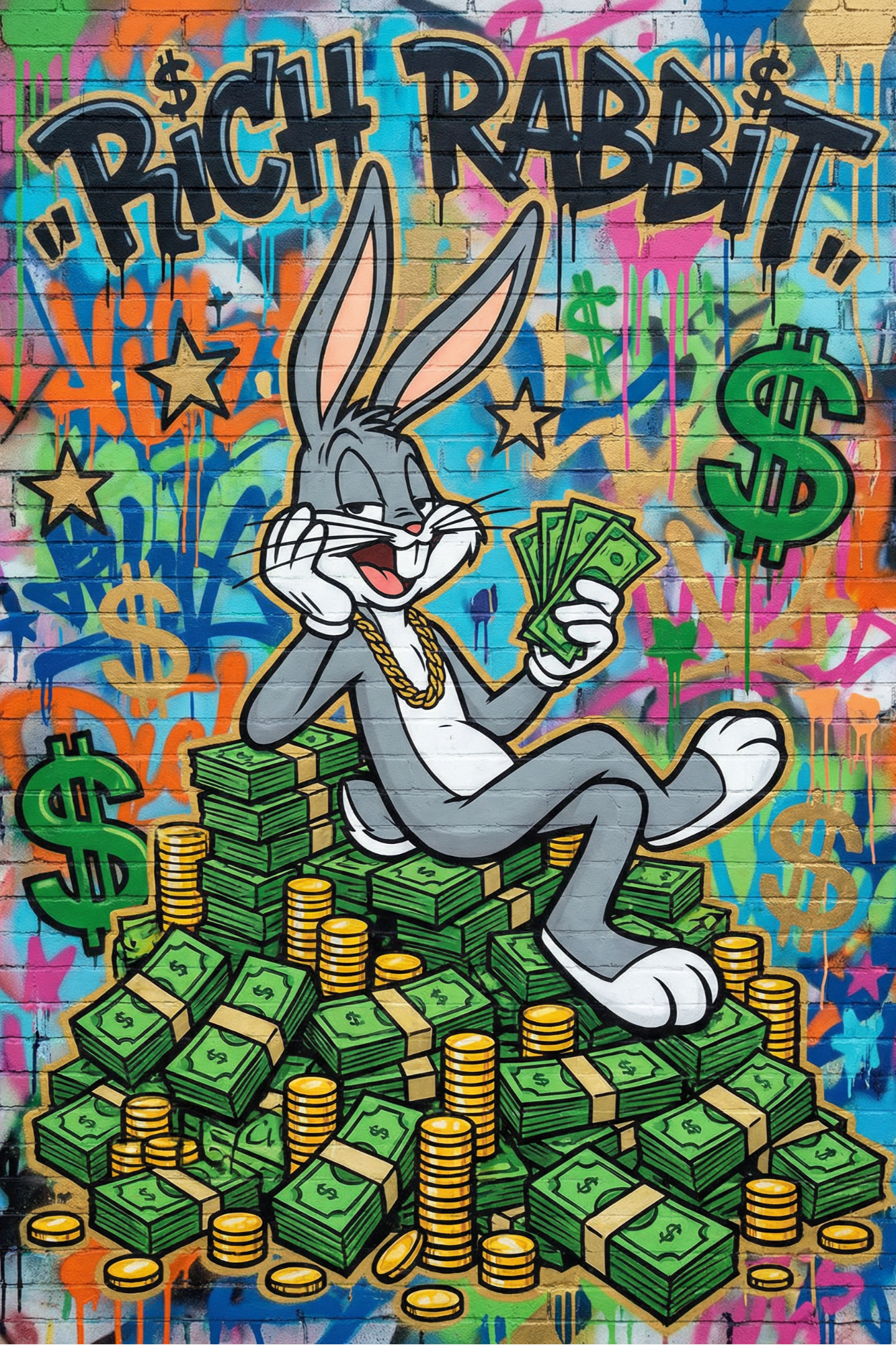Framed poster Rich Rabbit by M