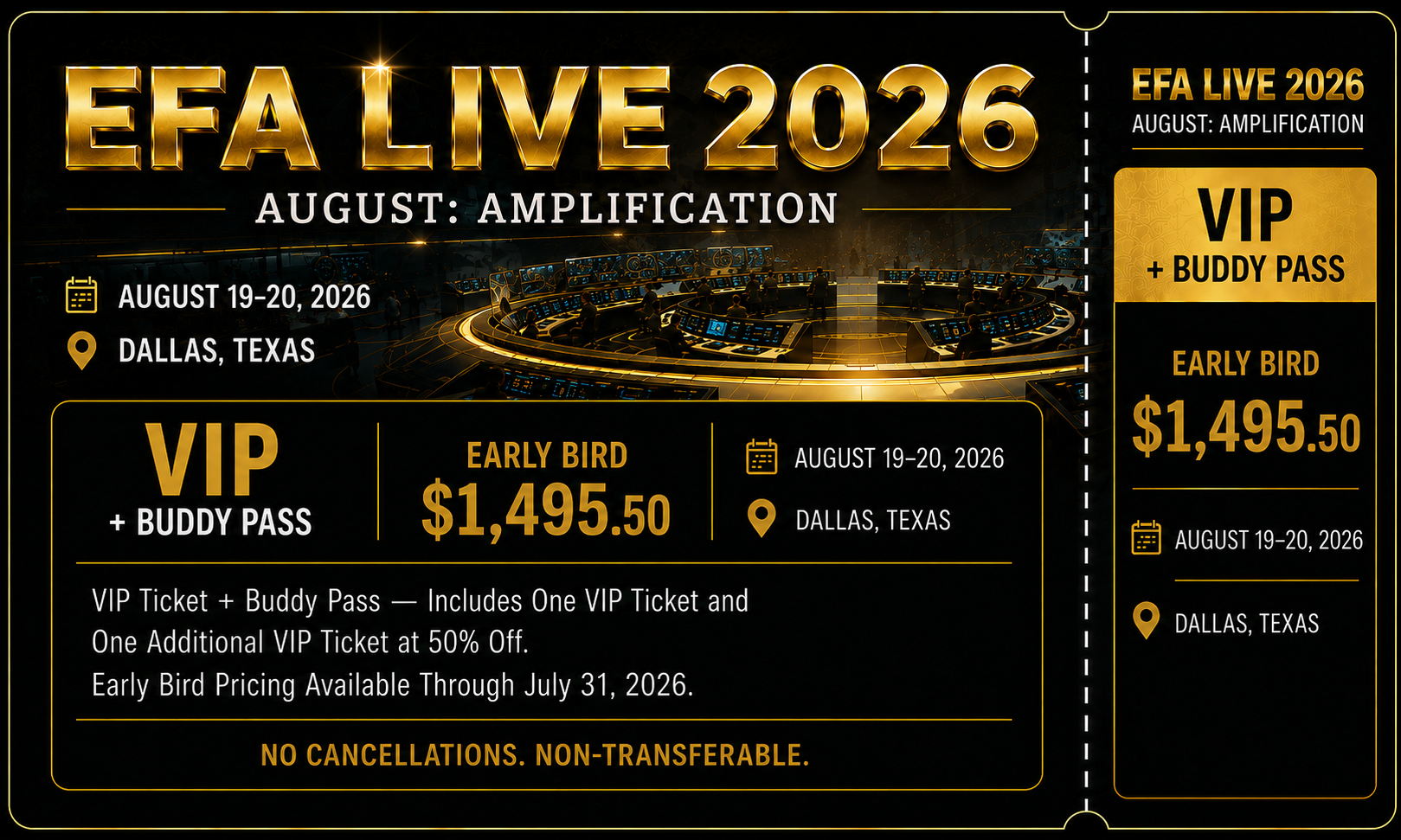 EFA LIVE 2026 DALLAS x VIP x EARLY BIRD + BUDDY PASS