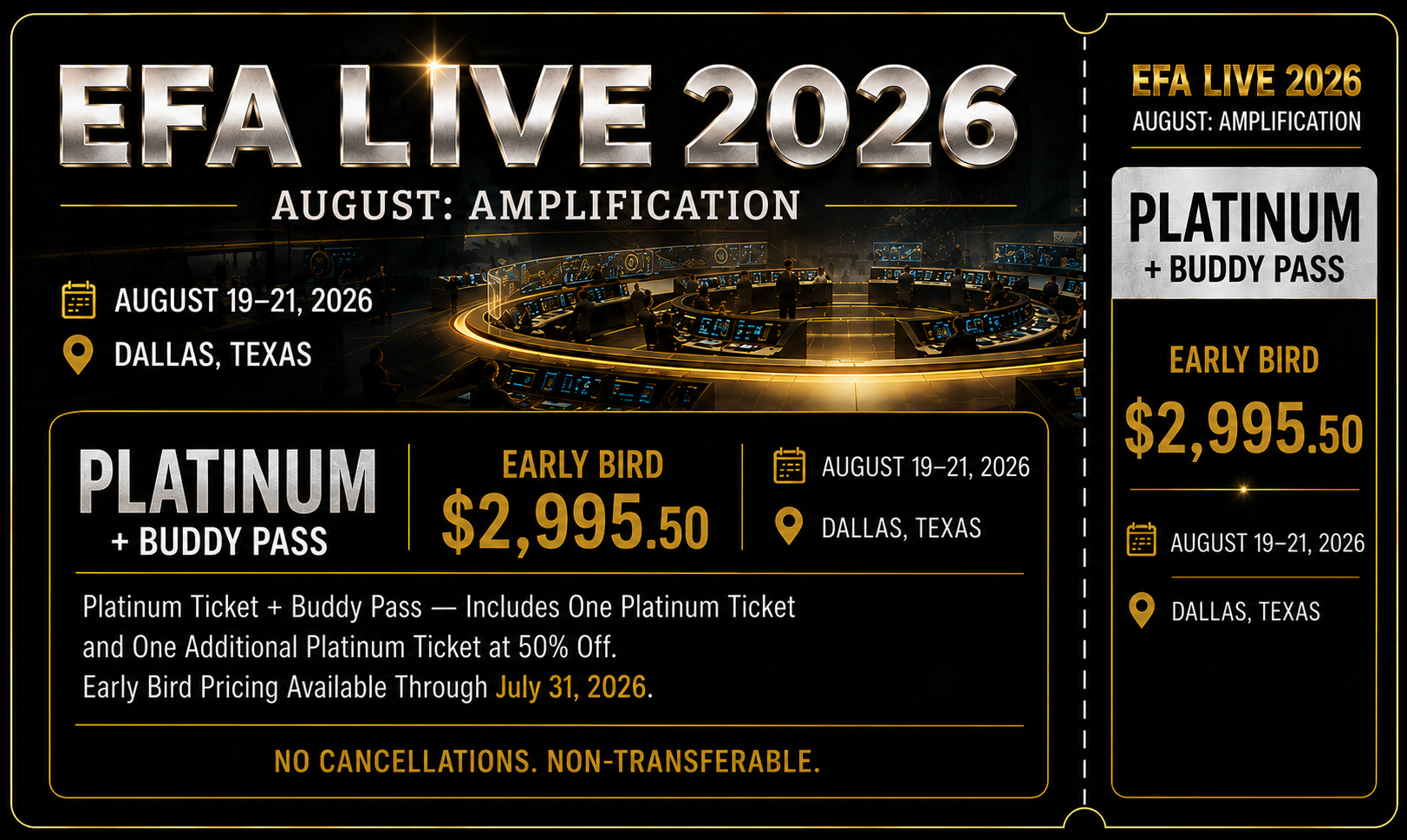 EFA LIVE 2026 DALLAS x PLATINUM x EARLY BIRD + BUDDY PASS