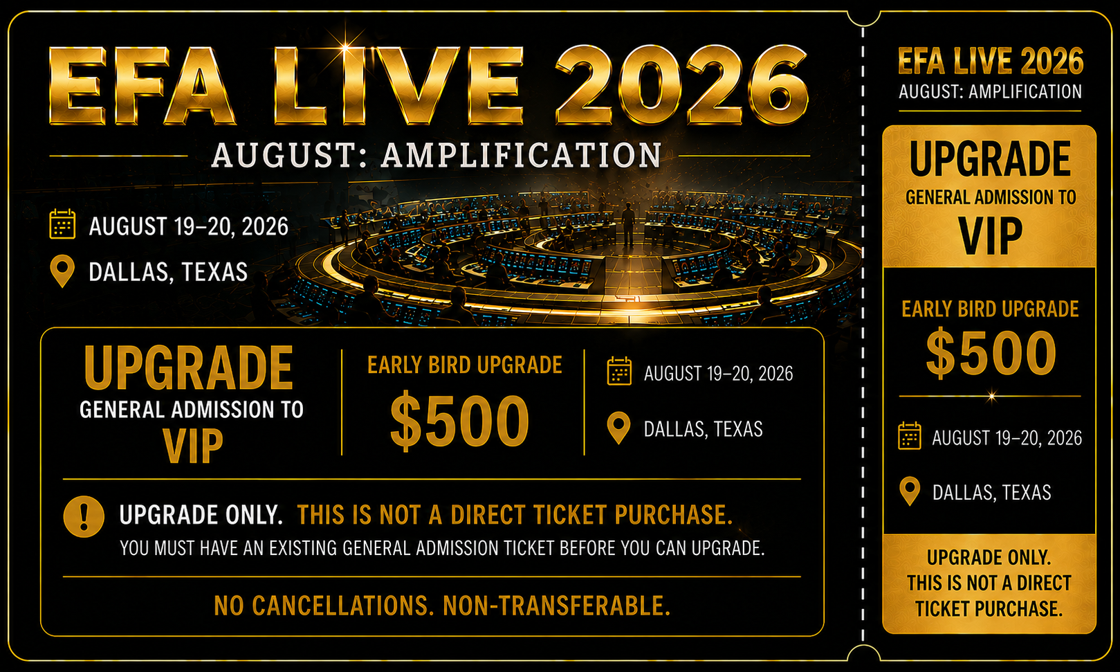 EFA LIVE 2026 DALLAS x UPGRADE GA TO VIP X EARLY BIRD