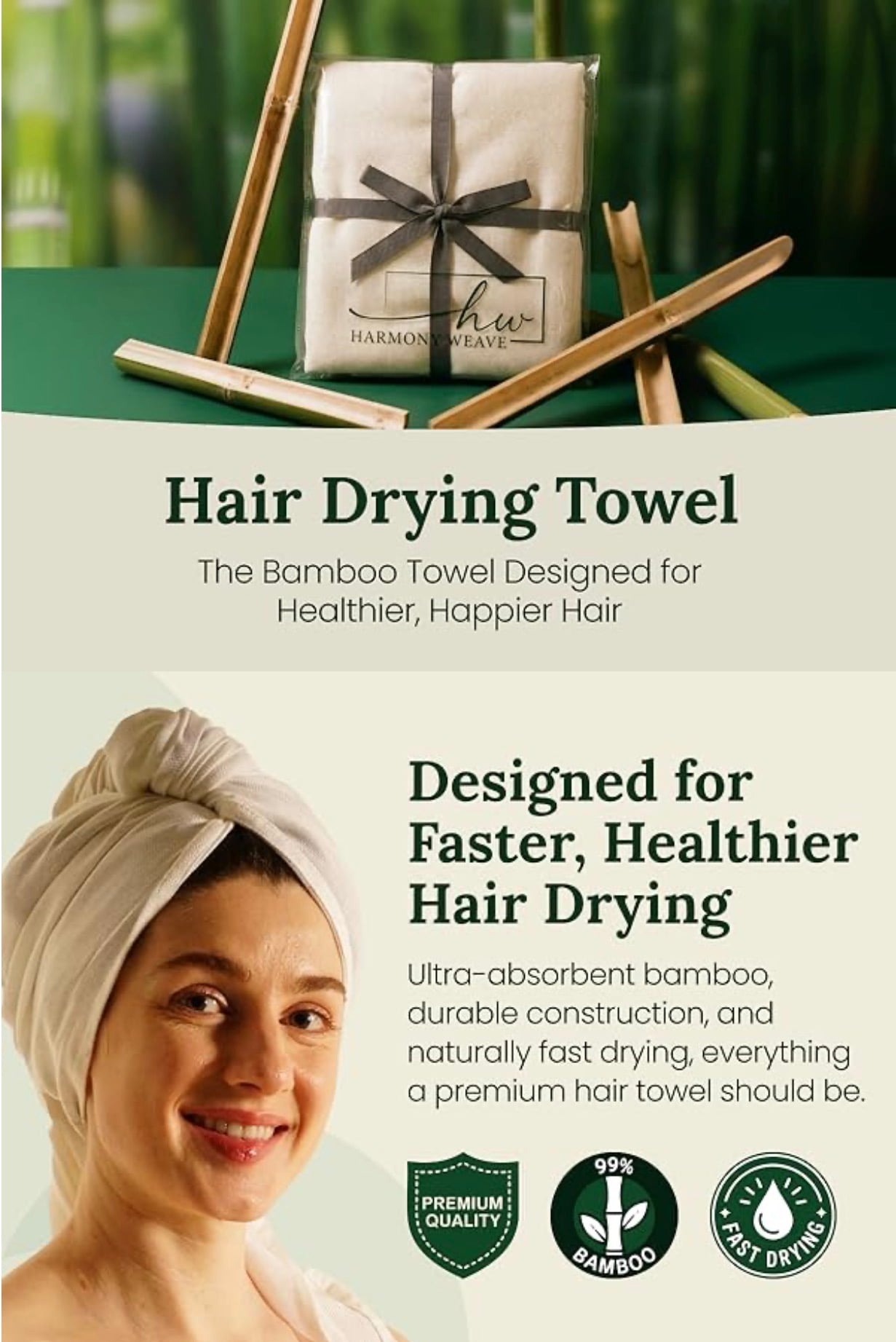 Bamboo Hair Towel Wrap