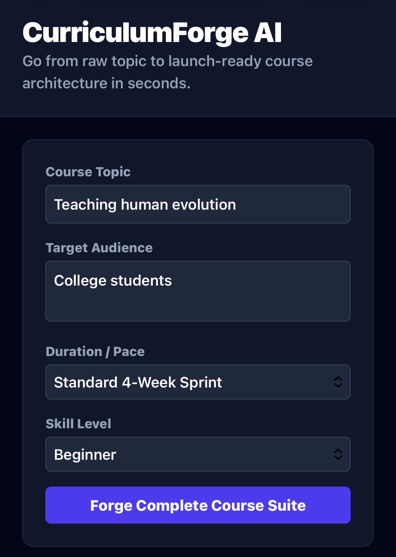 CurriculumForgeApp