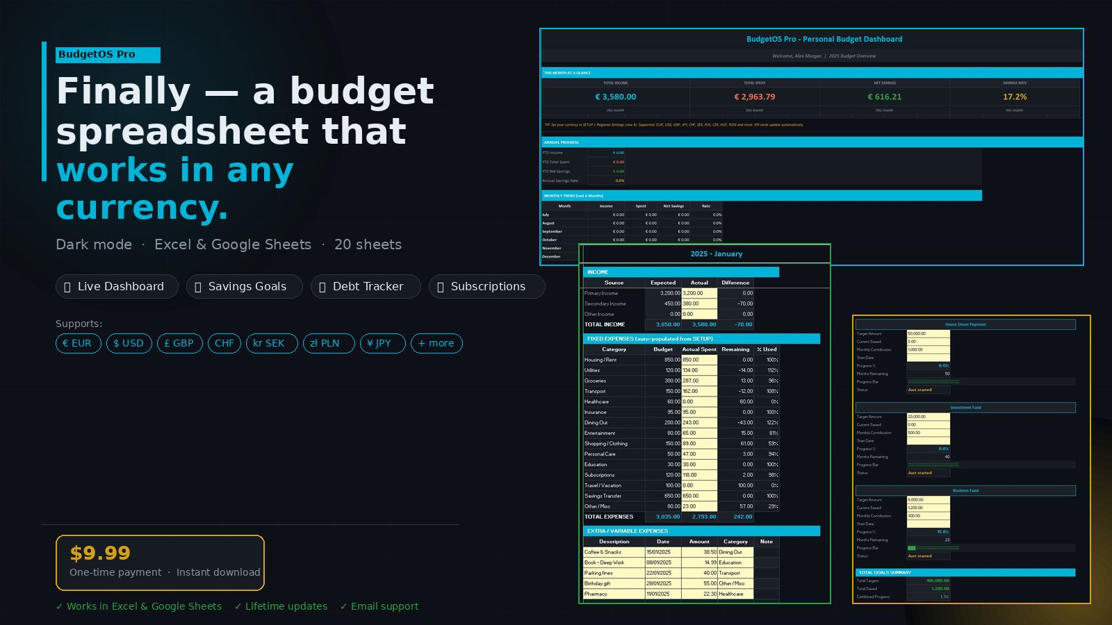 BudgetOS Pro — Personal Budget Spreadsheet