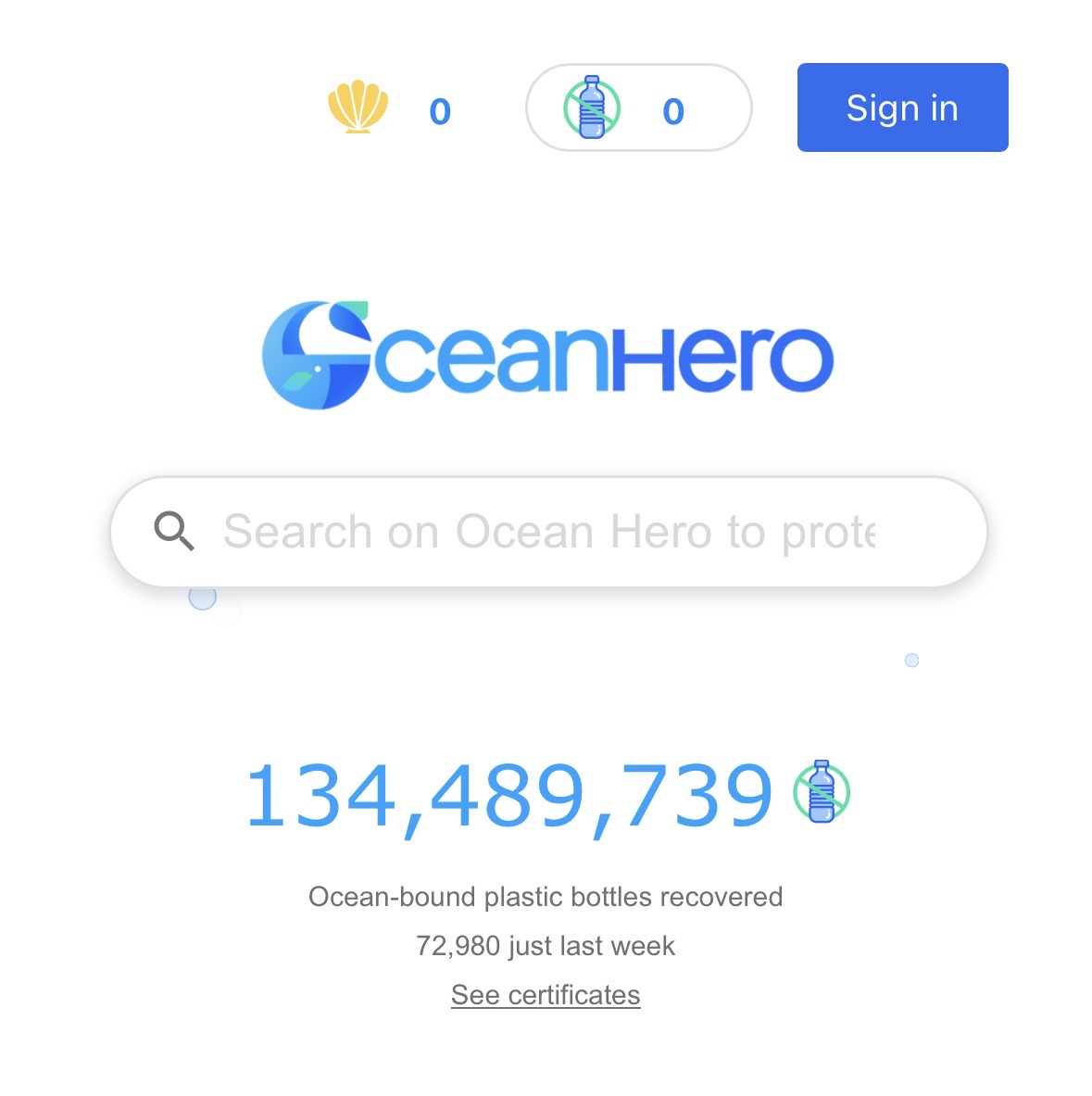 Ocean Hero browser