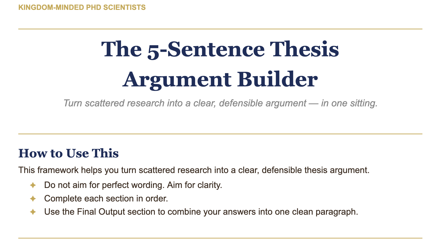 5-sentence thesis builder 