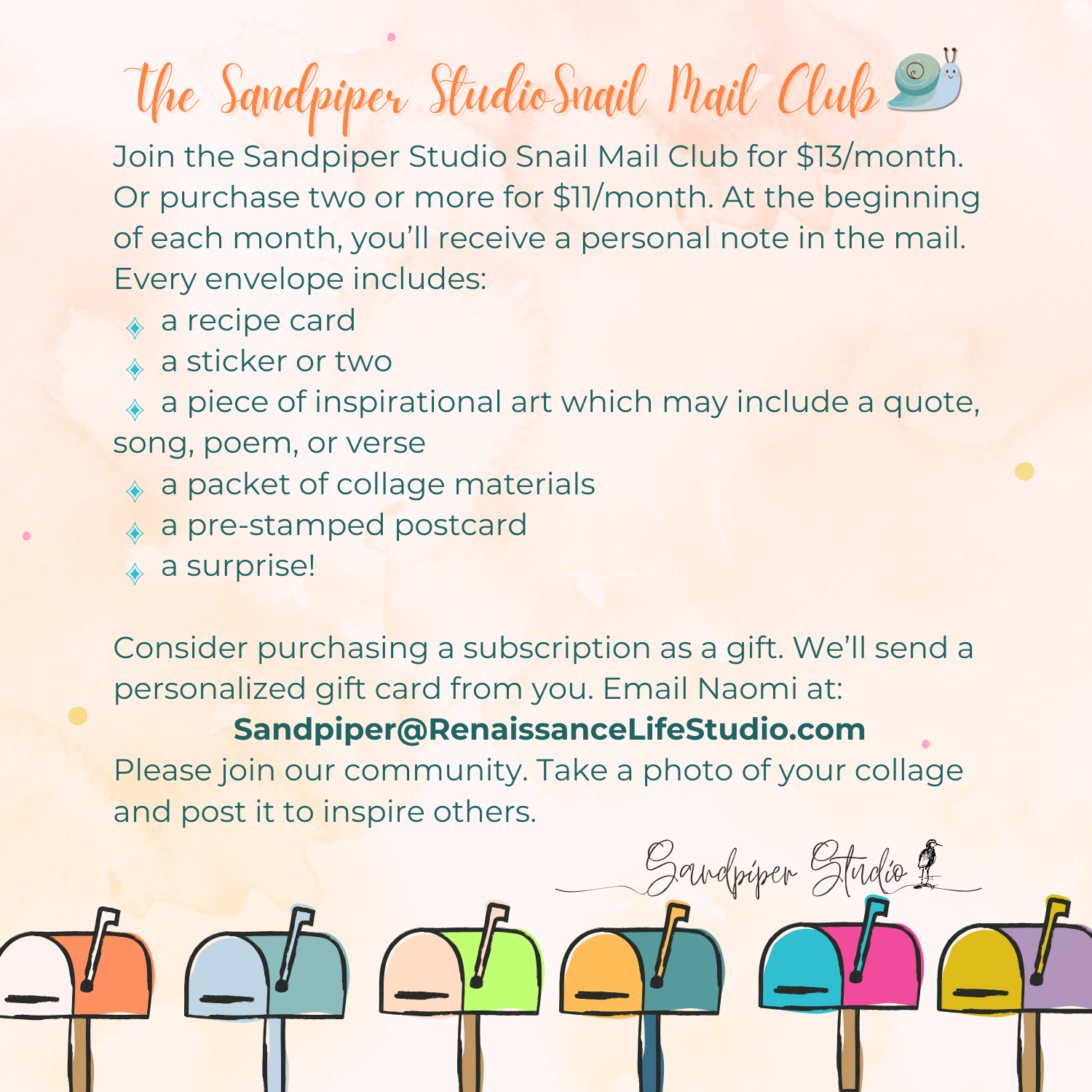 The Sandpiper Studio Snail Mail Club