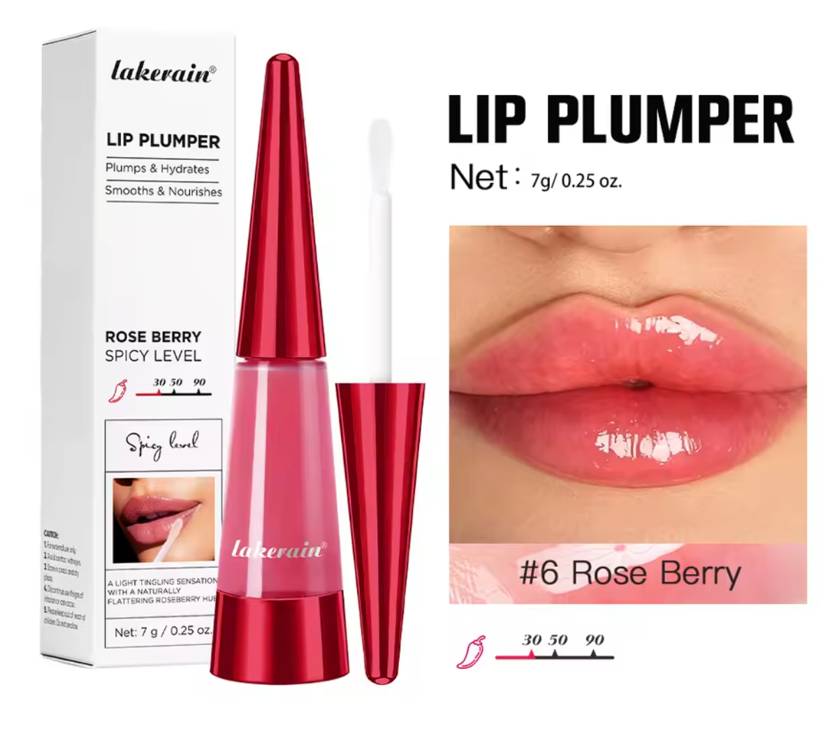 Lakerain Lip Plumper Deep Hydration Long-Lasting Nourishment High-Shine Gl