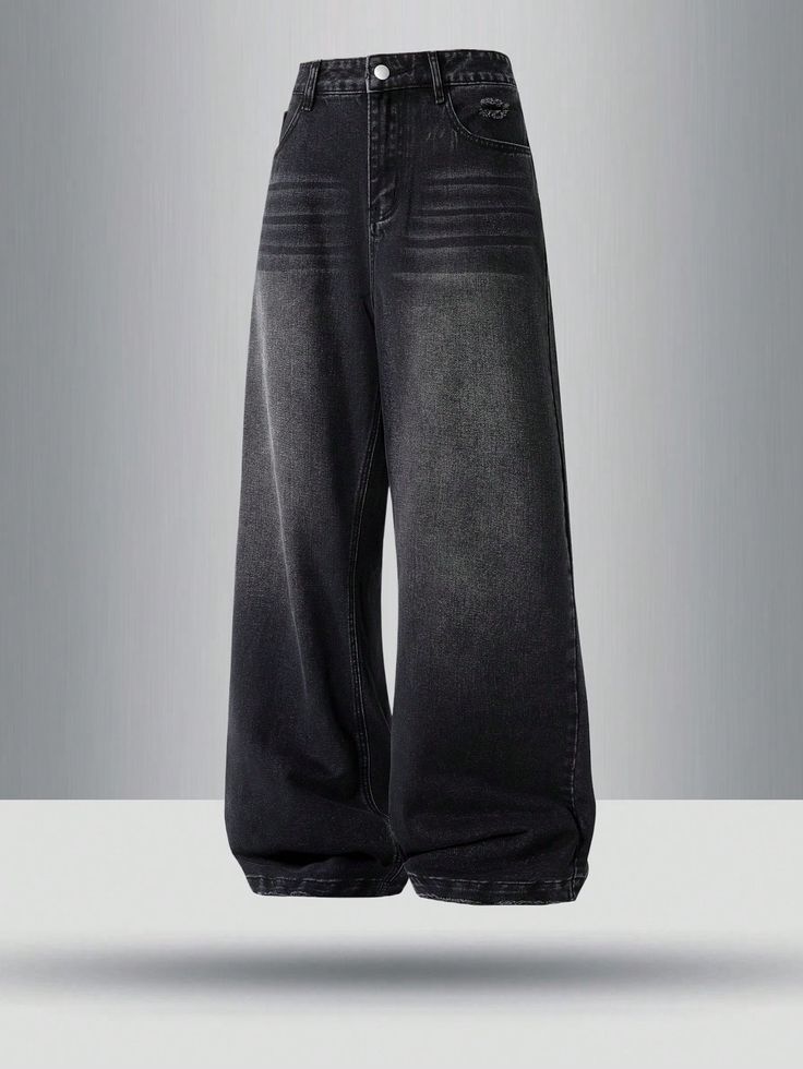THREDZ Black Baggy Denim Jeans