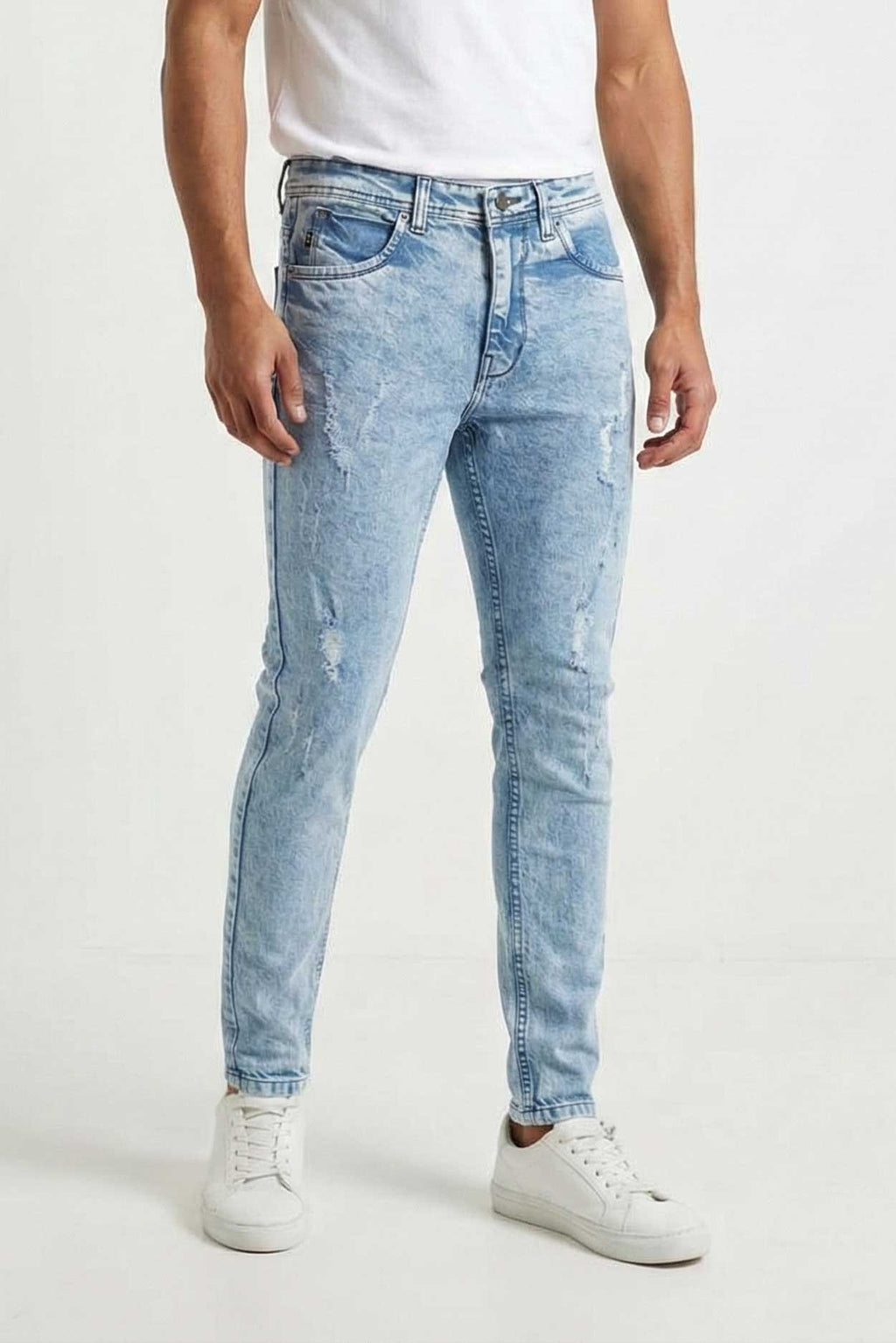 DNM Men's Distressed Slim Fit with Coat