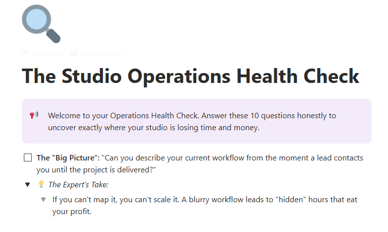 The Studio Operations Health Check 📋