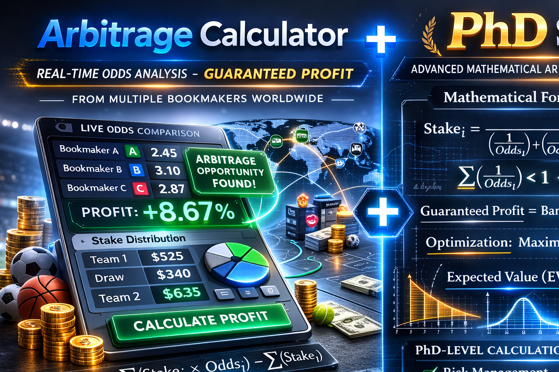 Arbitrage Calculator Pro +PhD betting banner