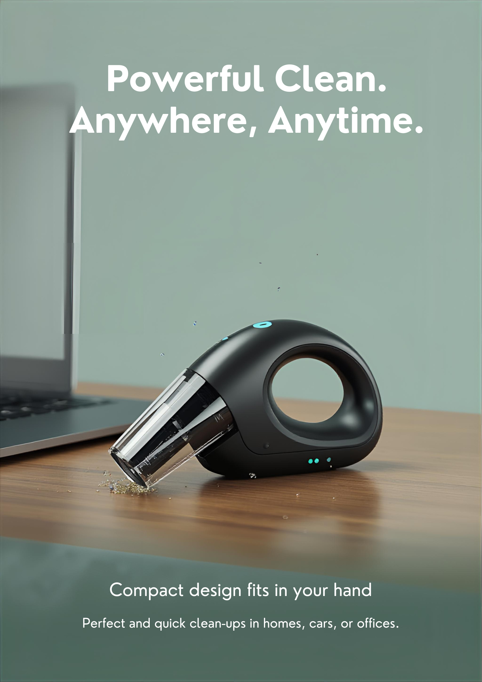 Matte Black Mini Vacuum on Desk