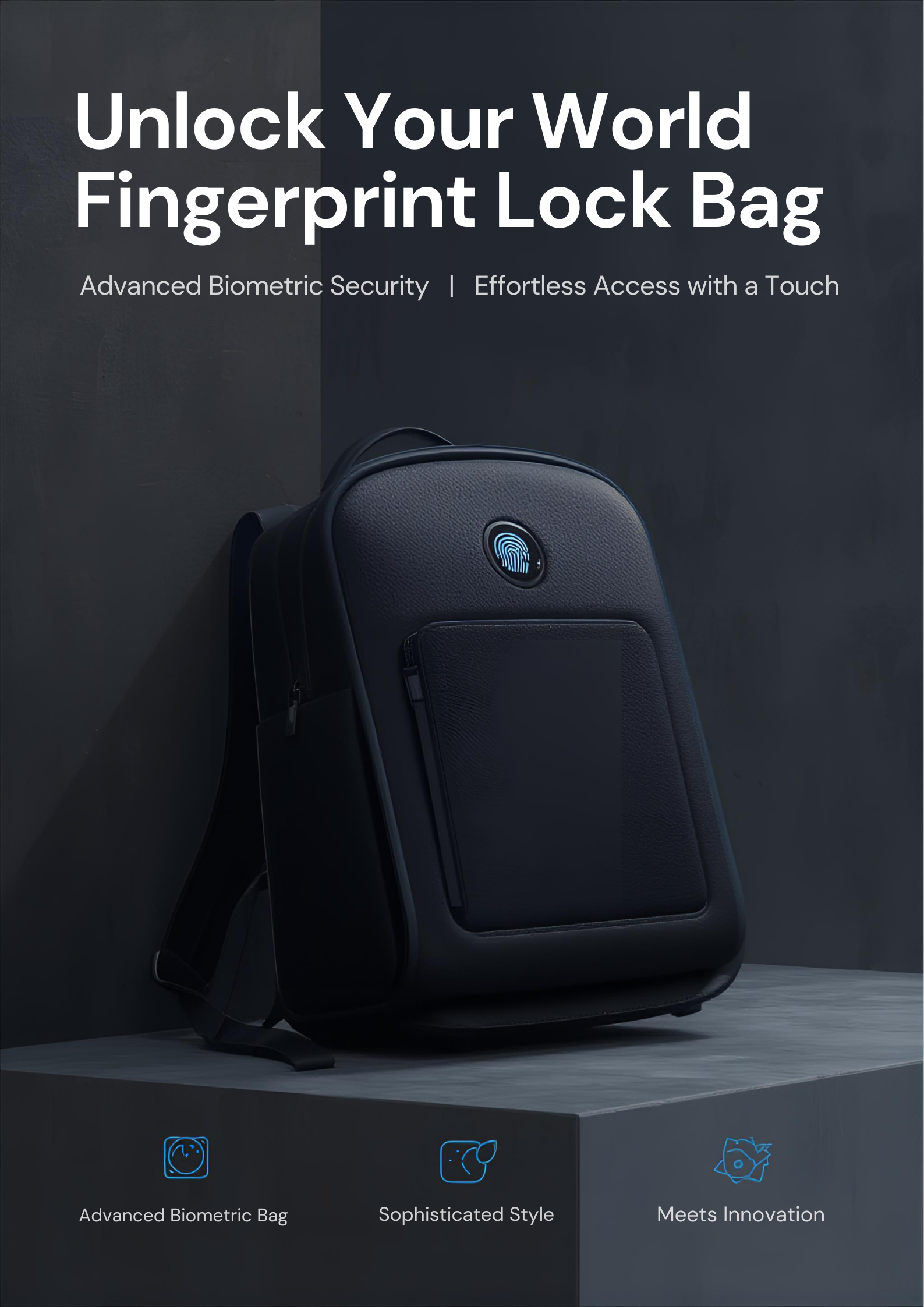  Black Backpack with Security Features.