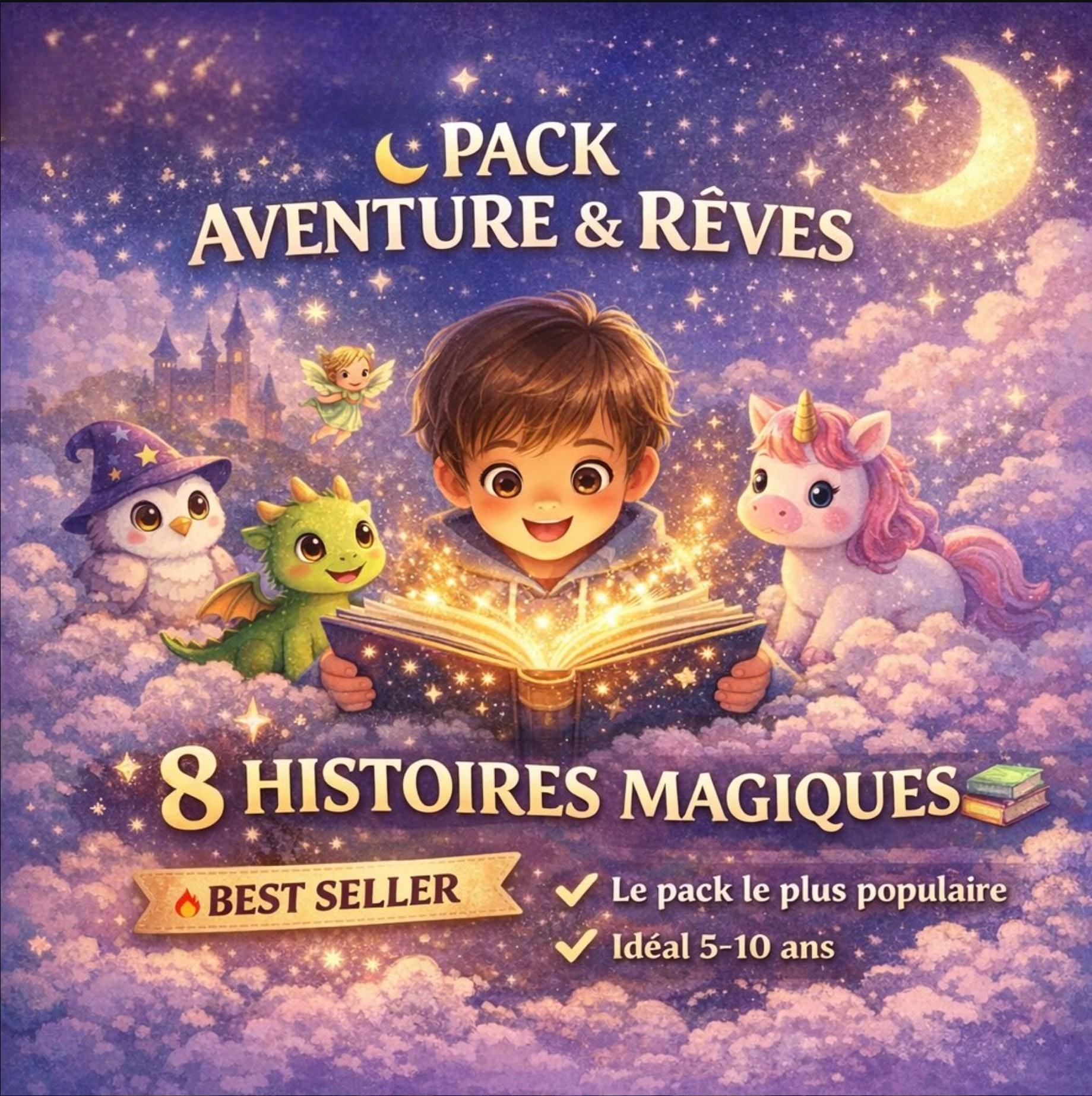 🌙 Pack Aventure & Rêves (8 Histoires)