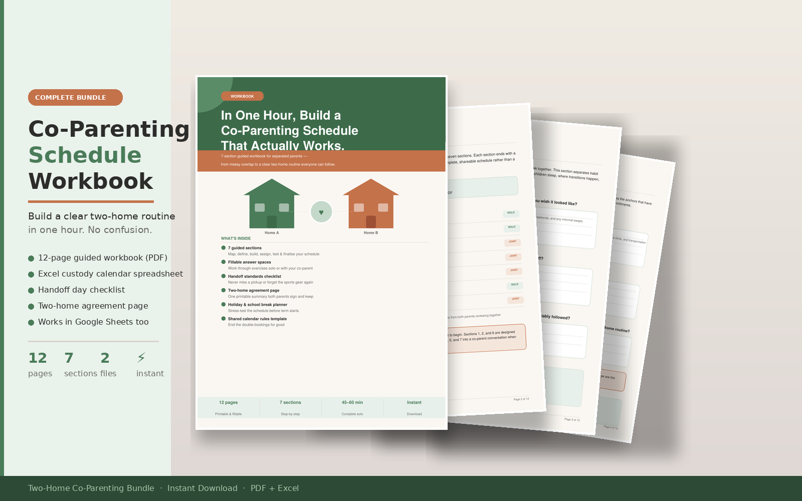 Co-Parenting Schedule Bundle — Workbook + Custody Calendar Spreadsheet