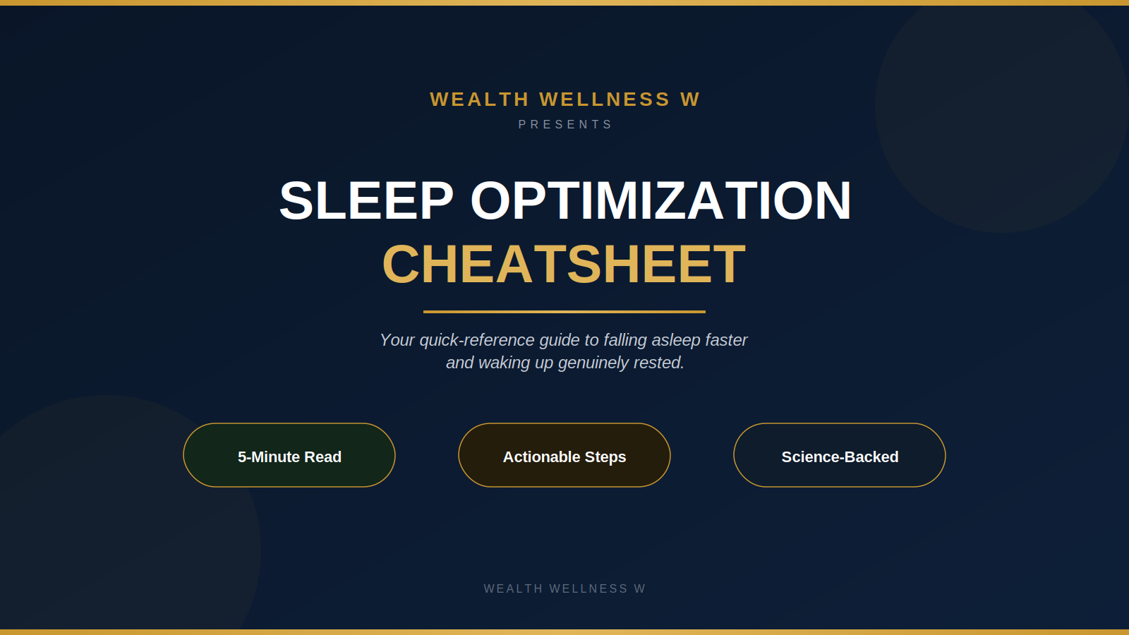 Sleep Optimization Cheatsheet & 28-Day Tracker