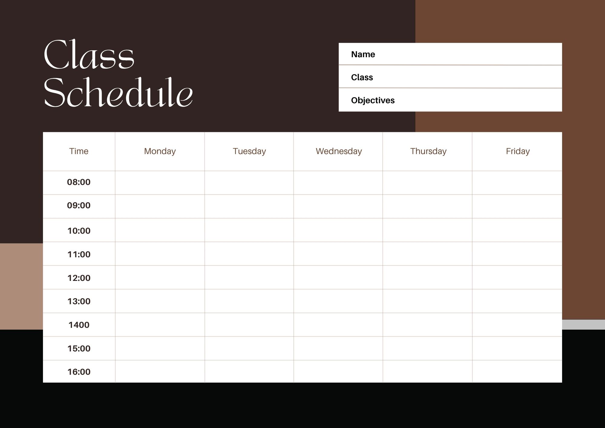 Daily Class Schedule