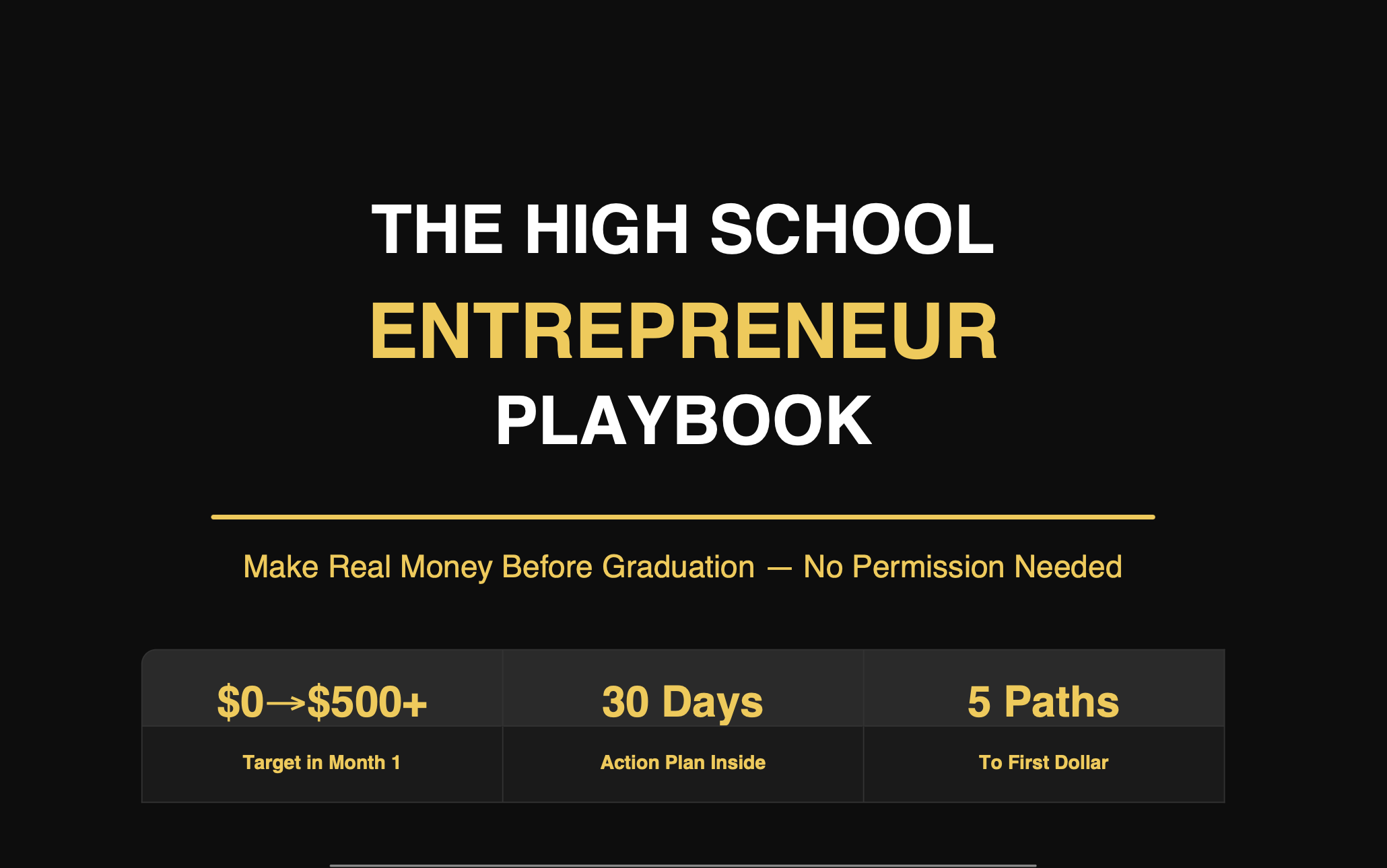 The High School to Entrepreneur Playbook