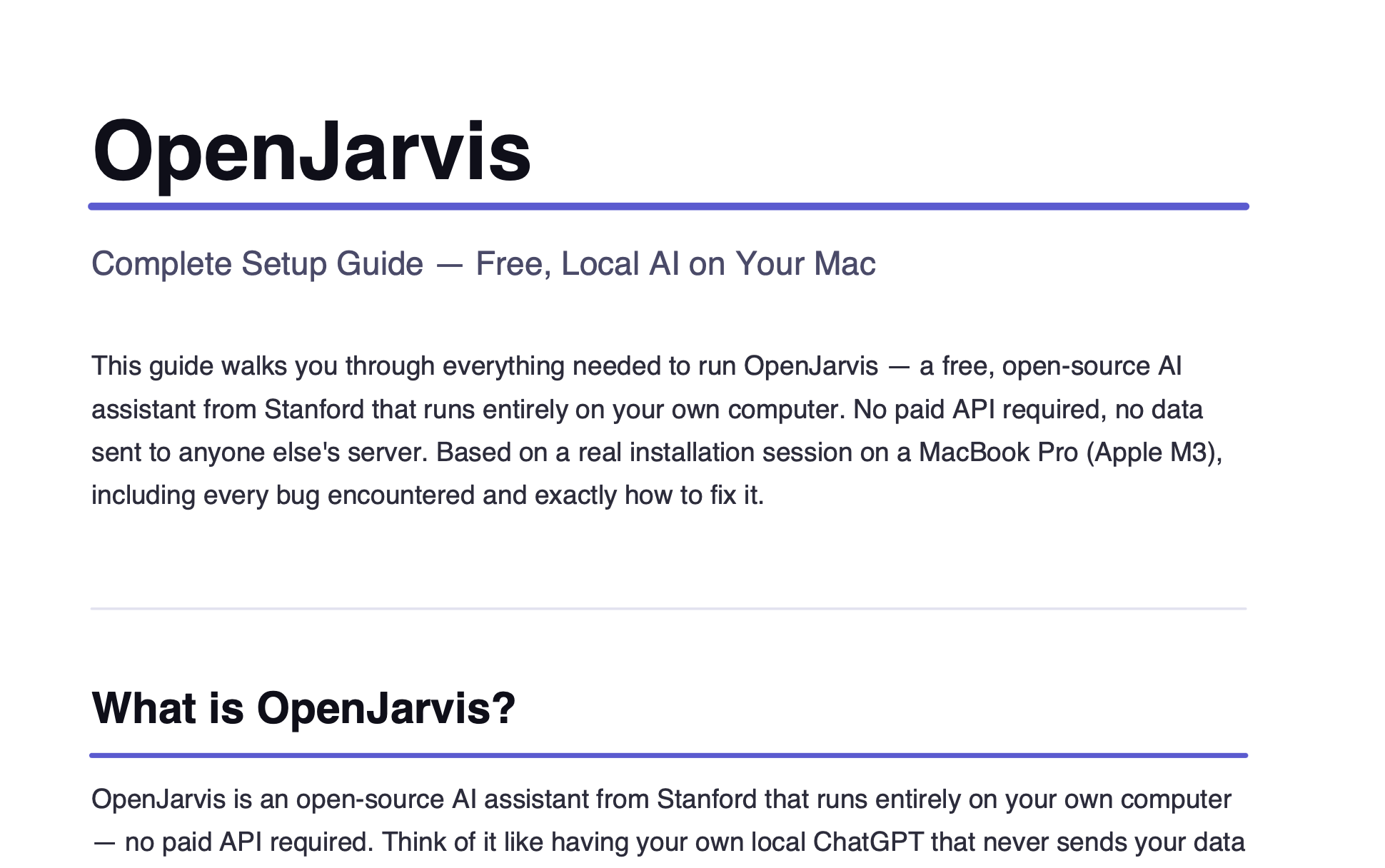 Free Open Jarvis Set up Guide