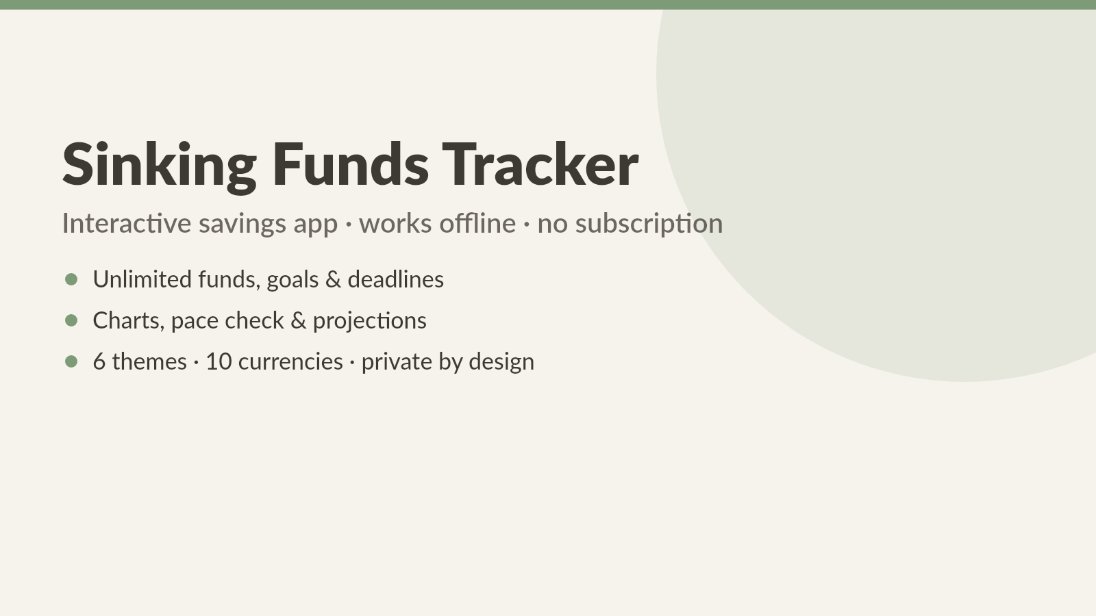 Sinking Funds Tracker, Savings & Budget App
