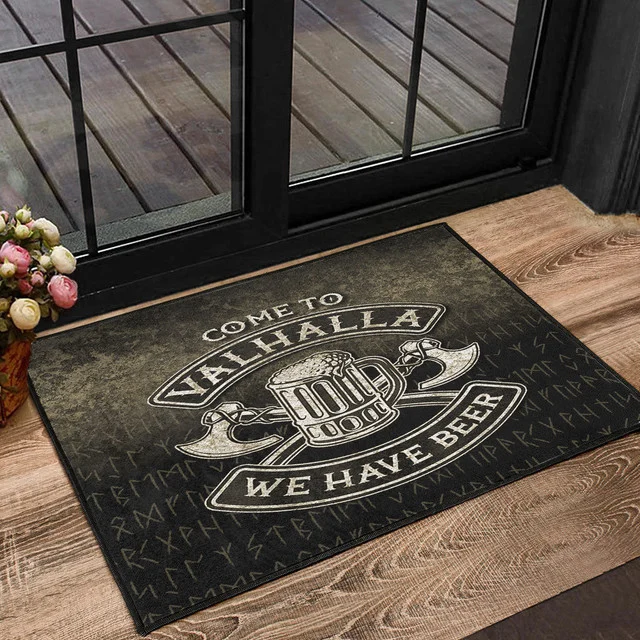 Door Mat - Cute Victory Or Valhalla Shield Maiden Norse Viking Warrior