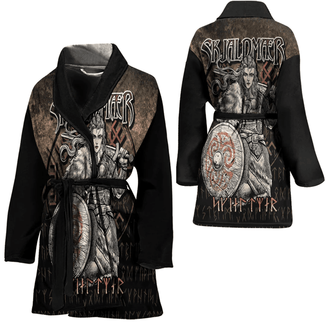 Viking Warrior Vegvisir Skjaldmaer Shieldmaiden Bath Robe 