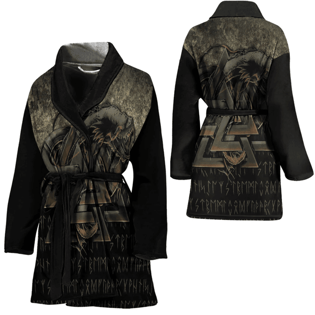 Viking Valknut Jormungandr Norse Pagan Mythology Serpent Snake Bath Robe