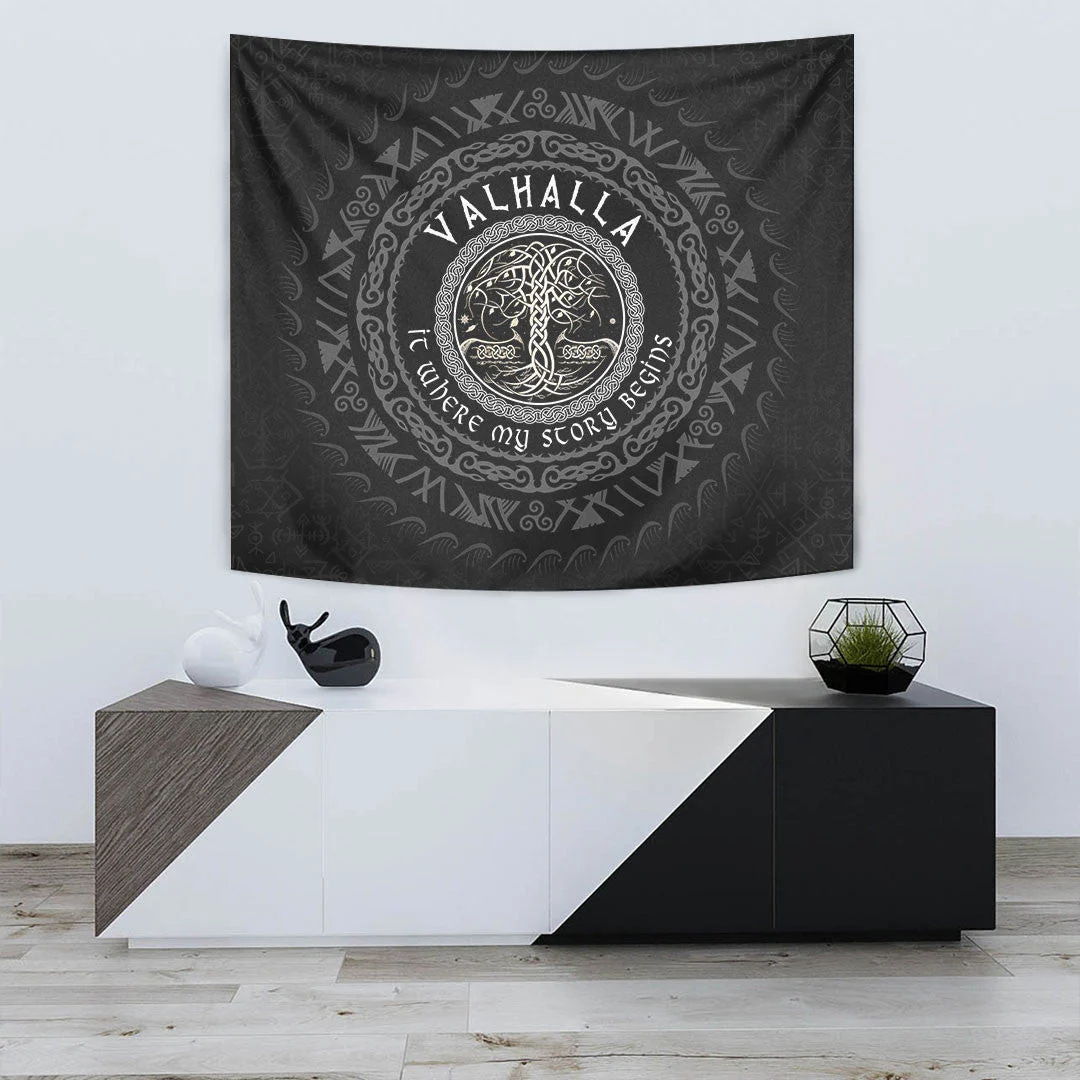 Viking Yggdrasil 'Valhalla! It Where My Story Begins' Tapestry 