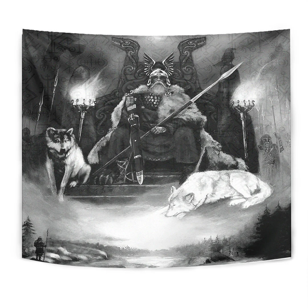 King Odin Viking Fenrir Tapestry