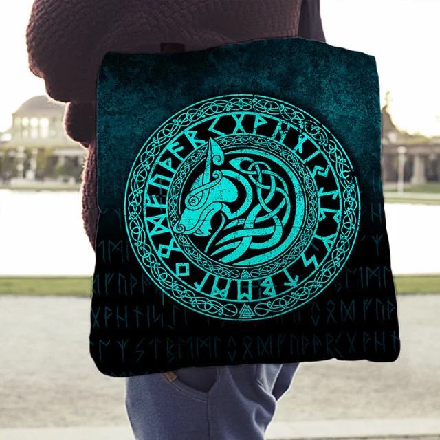 Viking Wolf - Cyan Version Tote Bag