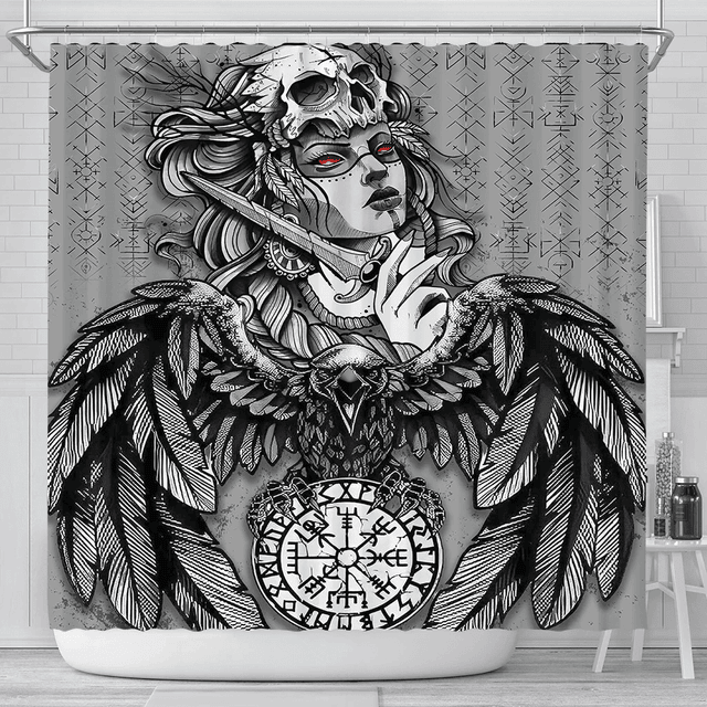 Valkyries Raven Cletic Viking Shower Curtain
