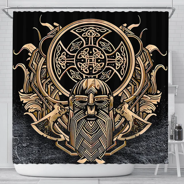  Celtic Odin Axe Viking Shower Curtain