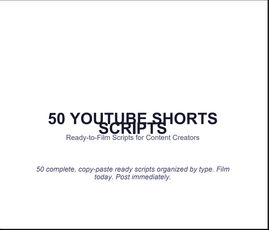 "Copy-Paste YouTube Shorts Scripts - Film Today, Post Tomorrow"