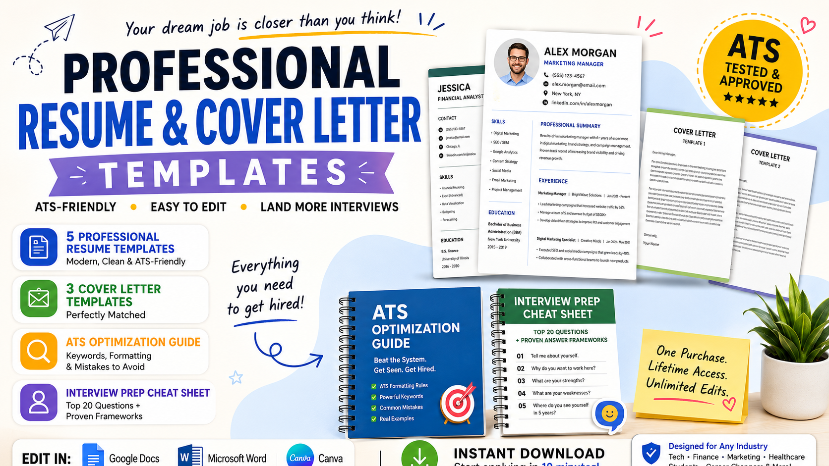 Professional Resume & Cover Letter Templates